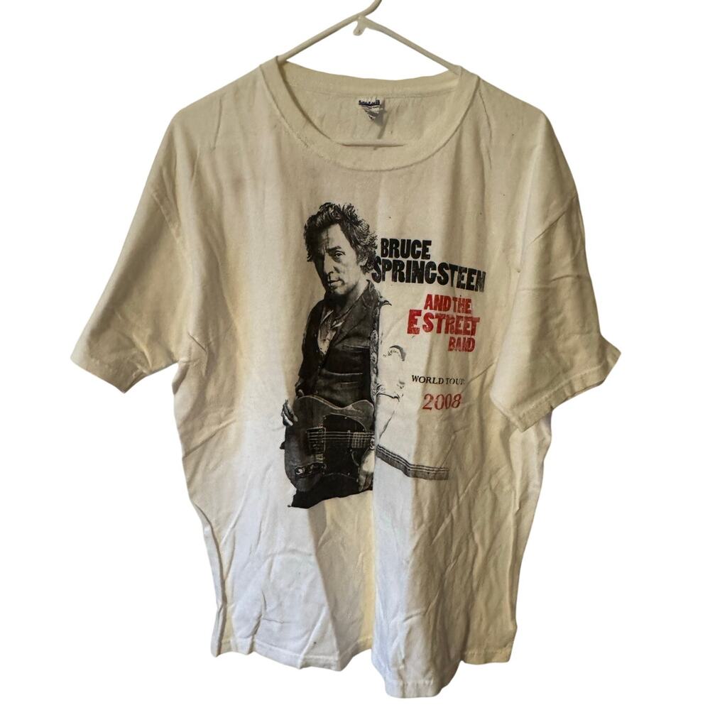 VTG Bruce Springsteen & the E Street Band 2008 World Tour White Heavy T-Shirt XL